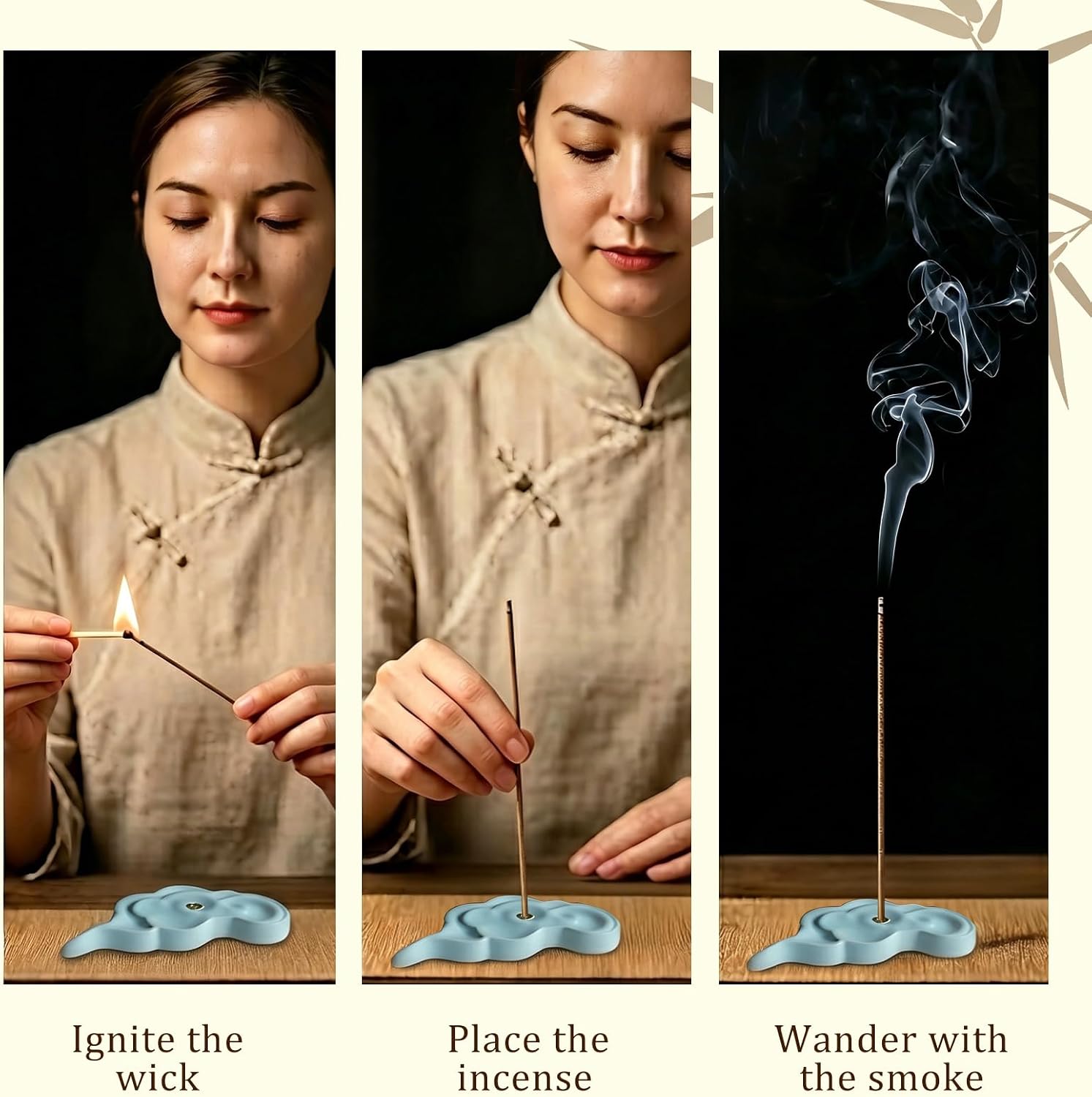 3-in-1 Incense Sticks Gift Set – 3 Scents with Incense Holder, (Nha Trang Agarwood, Goose Pear Tent, Australian Sandalwood) – Aromatherapy for Meditation, Yoga, Home – 30g (80 Sticks)
