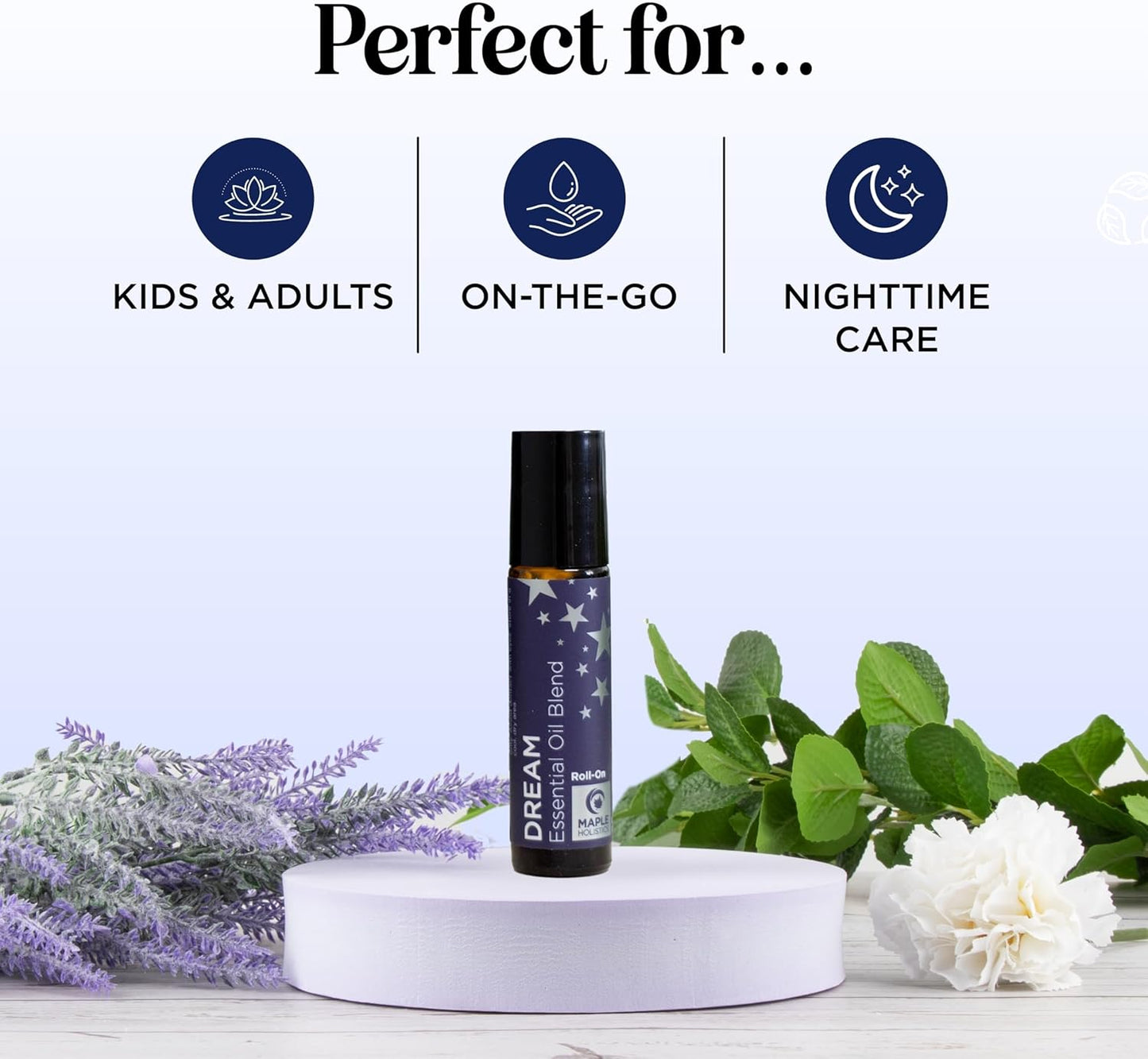 Sleep Essential Oil Roll On - Aromatherapy Essential Oil Roller for Restful Sleep and Relaxation with Pure Lavender & Roman Chamomile - Calming Pre-Diluted Blend for Nighttime Aromatherapy (1-Pack)