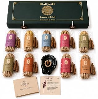 Handmade Himalayan Rope Incense,Eco-Friendly, Aromatic Ambiance, Healing, Purification, Made from Pure Himalayan Herbs (Gift Box Set (Curated Incense Collection of Ropes and Cones))