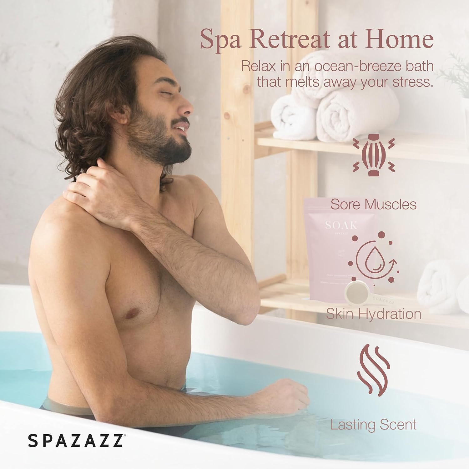 Spazazz Dead Sea Bath Salts with Magnesium & Arnica – Aromatherapy Mineral Bath Soak for Relaxation. Bathtub Soaking Salts – 33.3oz Silky Chamomile Ripple Salt Crystals with Bath Salt Scoop