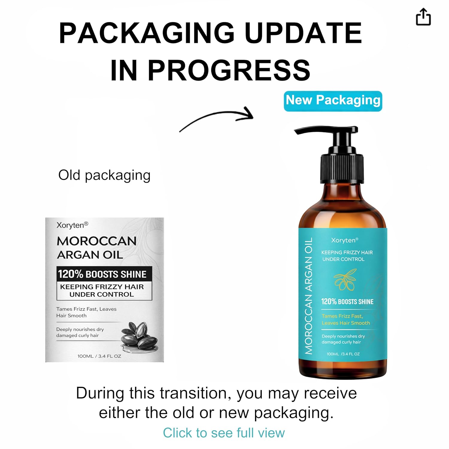 Moroccan Argan Oil – Nourishing & Smoothing Hair Oil for Long,Curly, Dry,Frizzy& Damaged Hair – Moroccan Hair Oil Treatment for Heat Protection & Frizz Control–3.4 Fl Oz