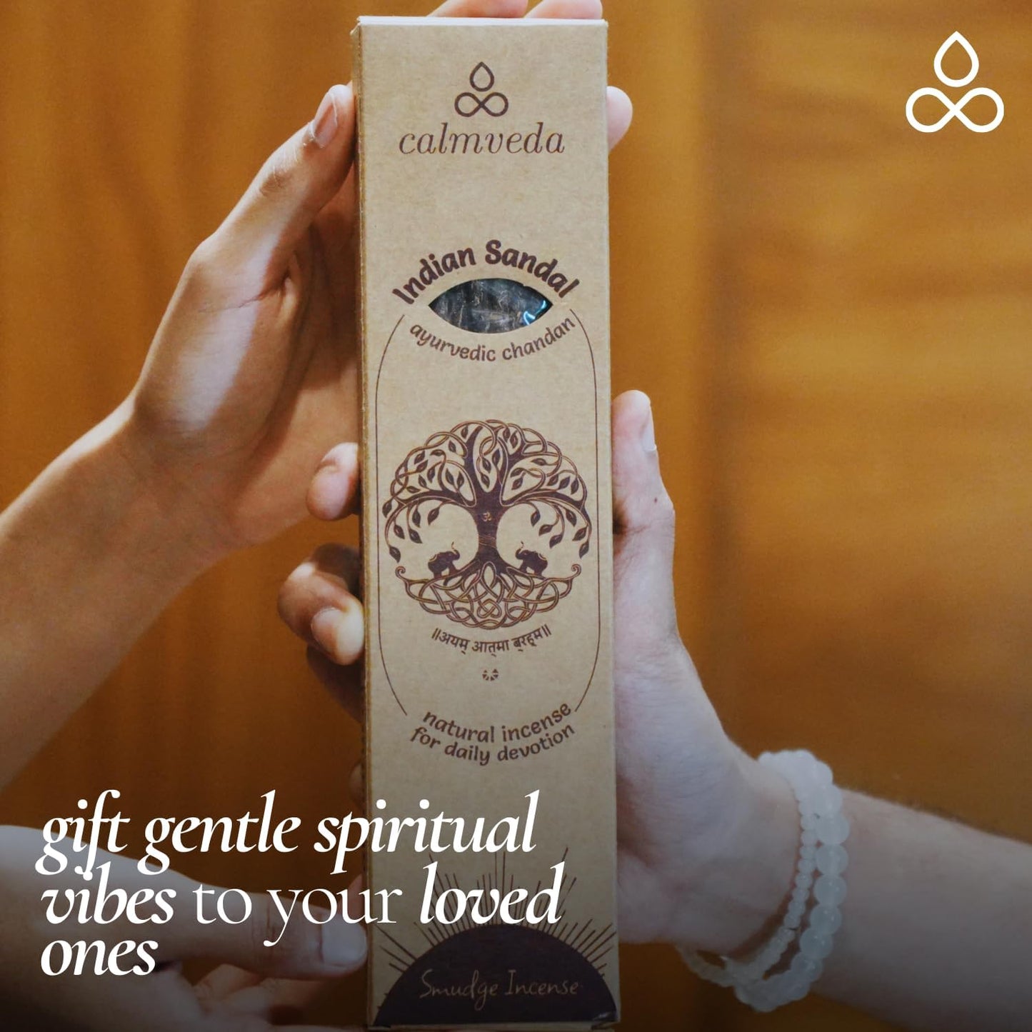 Ayurvedic Sandalwood Incense Sticks Natural - for Meditation Incense (24+ Smudge Sticks, 9 Inches) Thick Resin Natural Incense with Indian Sandalwood | Auspicious Spiritual Incense for Calming Self
