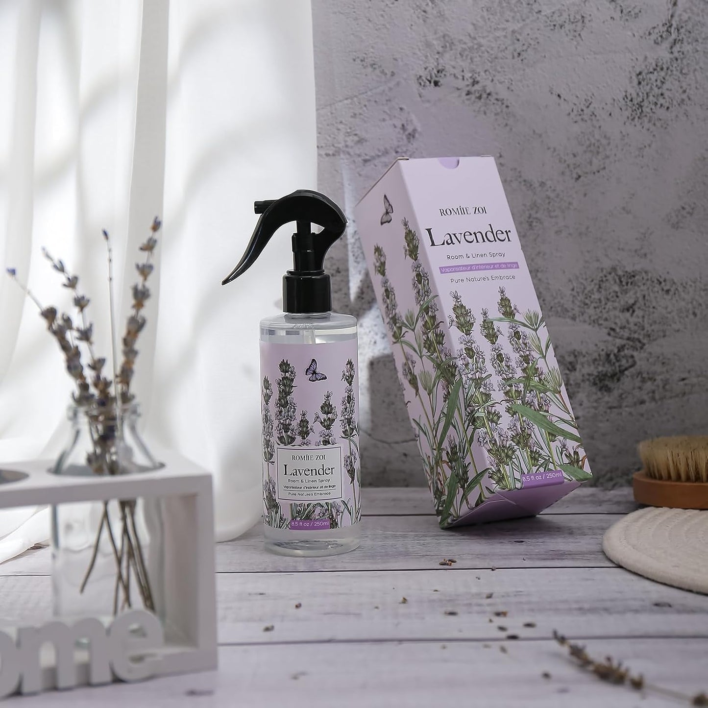 ROMIIE ZOI Linen & Room Air Freshener Spray Room Mist, with Natural Plant Extract, Lavender Scent, 8.5 FL OZ.