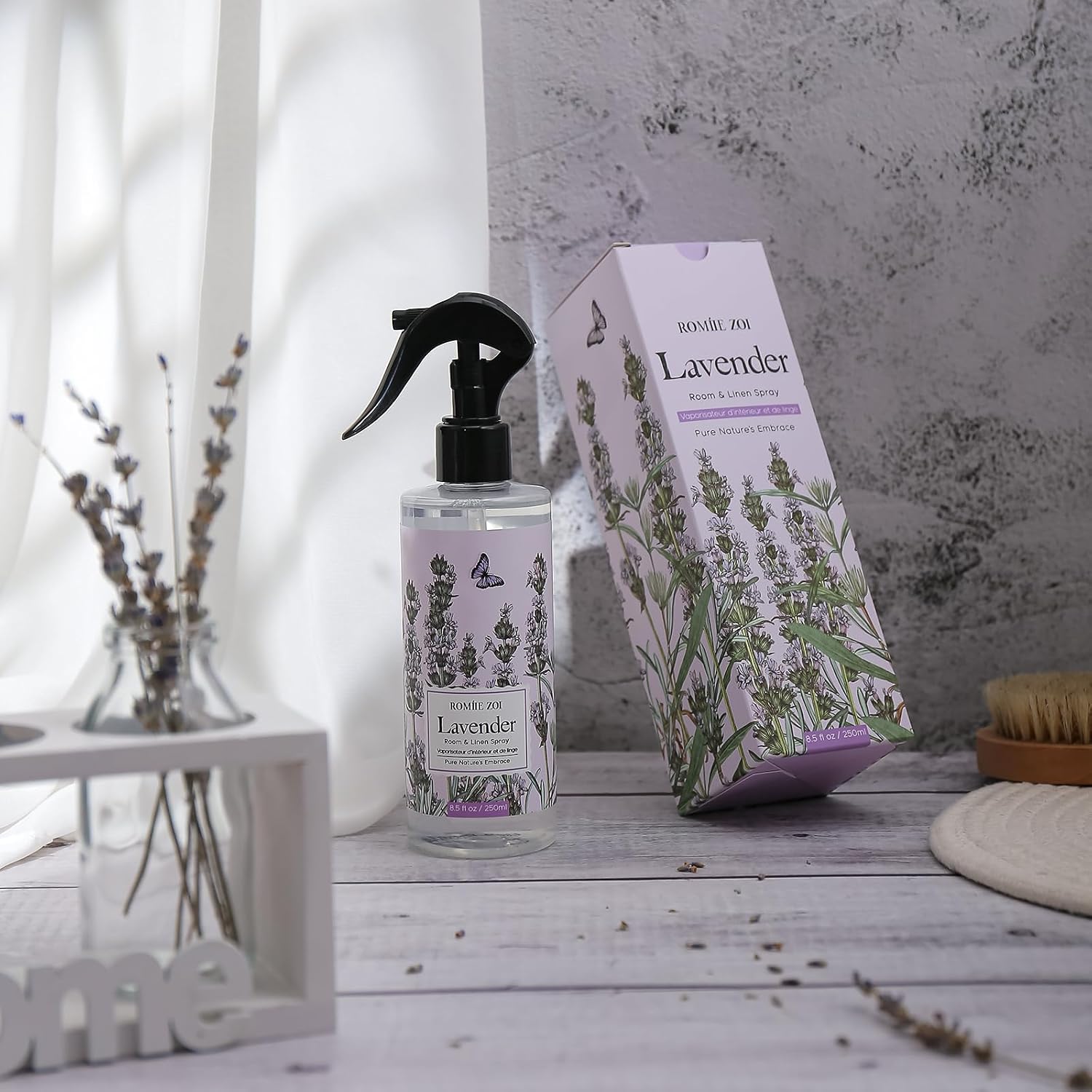 ROMIIE ZOI Linen & Room Air Freshener Spray Room Mist, with Natural Plant Extract, Lavender Scent, 8.5 FL OZ.