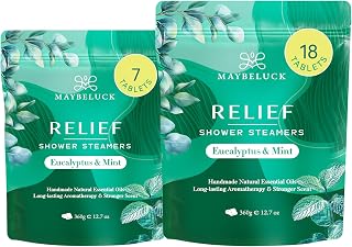 Eucalyptus Mint Shower Steamers Aromatherapy 25 Pack - Eucalyptus for Shower, Aromatherapy Birthday Gifts for Women & Men, Natural Essential Oil Bombs for Home Spa & Self Care Relaxation