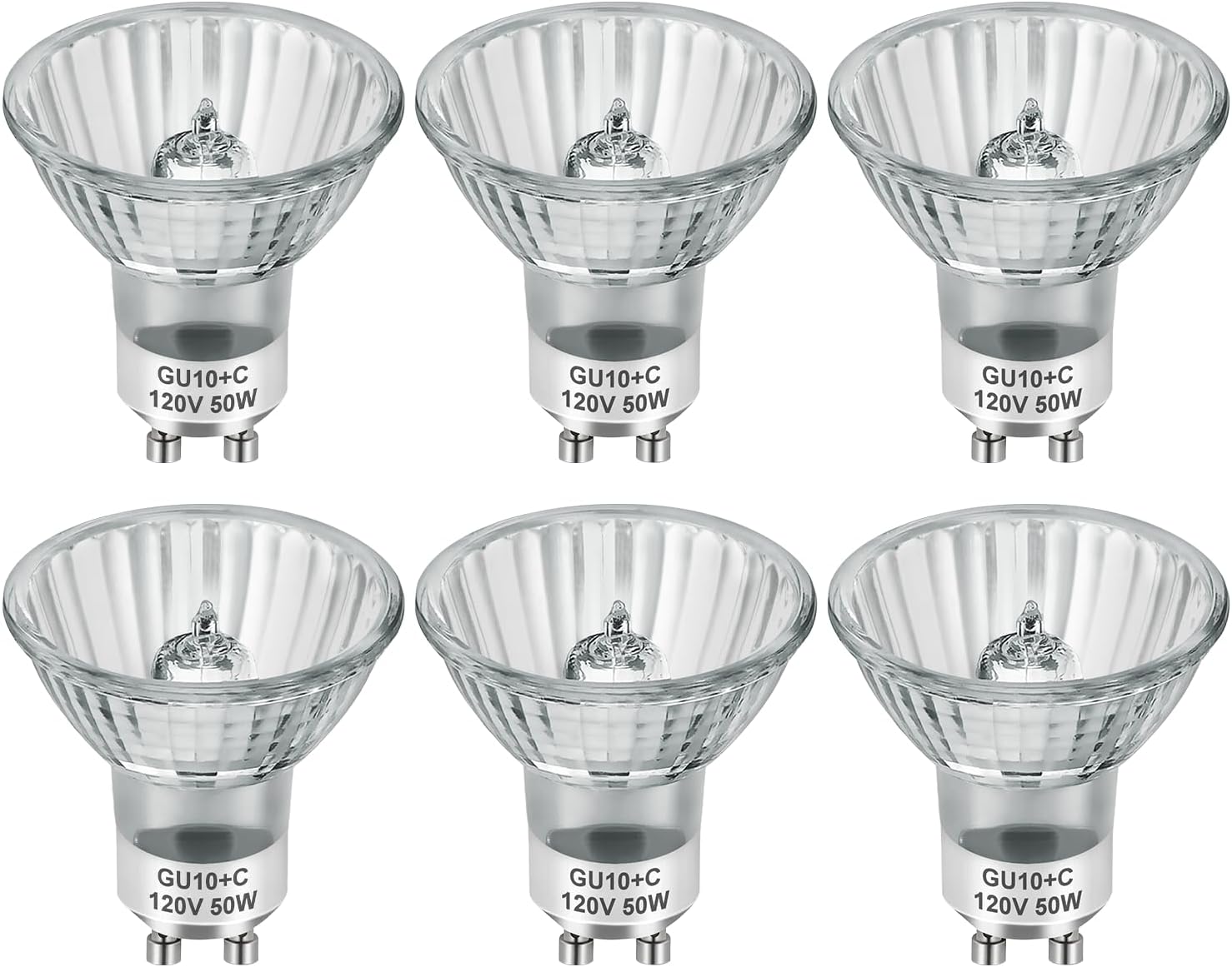 SerBion GU10 120V 50W Halogen Light Bulbs for Track and Range Hood, GU10+C Candle Warmer Lamp with Dimmable, 2700K Warm White, 6000+Hours Long-Lasting Pack of 6