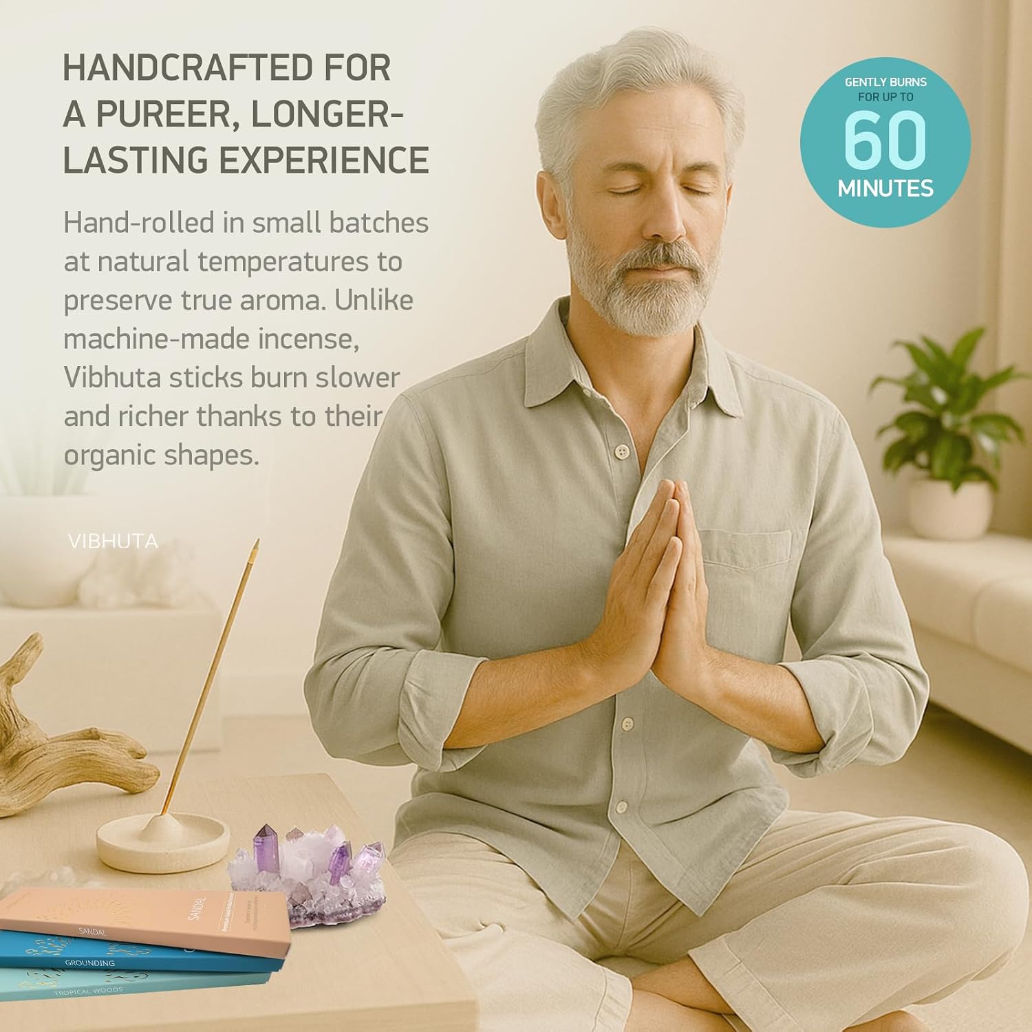 Incense Gift Set | 30 Hand-Rolled Indian Sticks | Sandalwood, Nag Champa, Spiritual & Chakra Incense for Meditation & Yoga - 3 Natural Scents (Earhty Aromas)