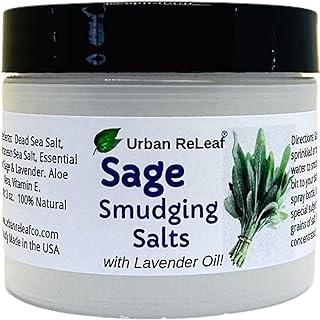 Urban ReLeaf Sage Smudging Salts with Lavender Oil | Safe & Smokeless, Smudge Cleanse Protect Bless Anointing, Fresh from USA, 100% Natural, Vegan