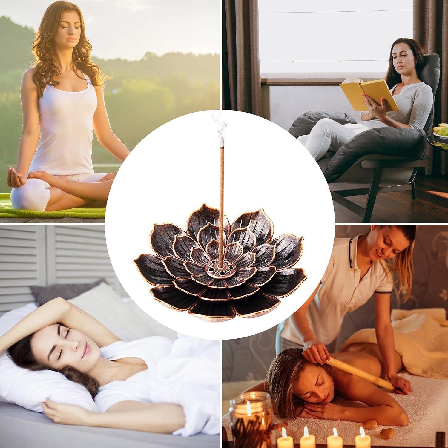 4Pack Incense Holder Cone Incense Burner Holder with Ash Catcher for Home Office Fragrance Accessories