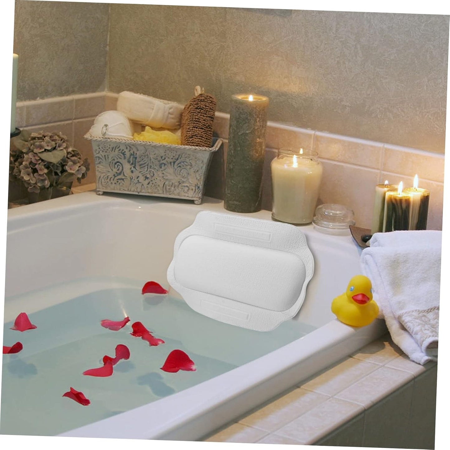 Bathtub Pillow with Ultra-Large Suction Cups for Secure Non-Slip Support Spa Bath Cushion for Head and Neck Comfort Fits Most Tubs Ideal for Relaxing Home Baths and Shower Spa Sessions