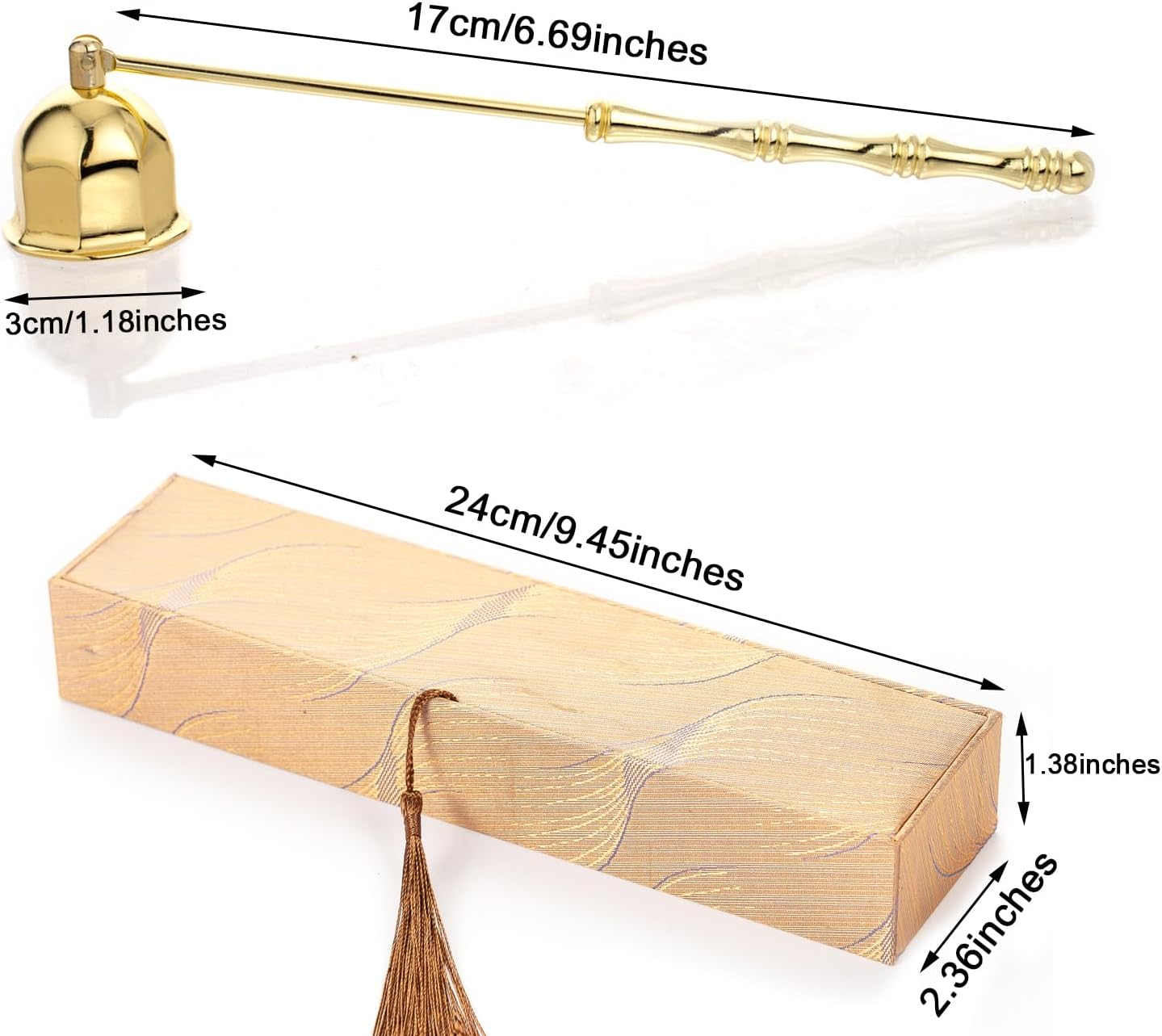 Candle Snuffer Extinguisher,Polished Stainless Steel Candle Wick Flame Extinguish Cover Vintage Tool,Candle Accessory Gift Box (Golden)