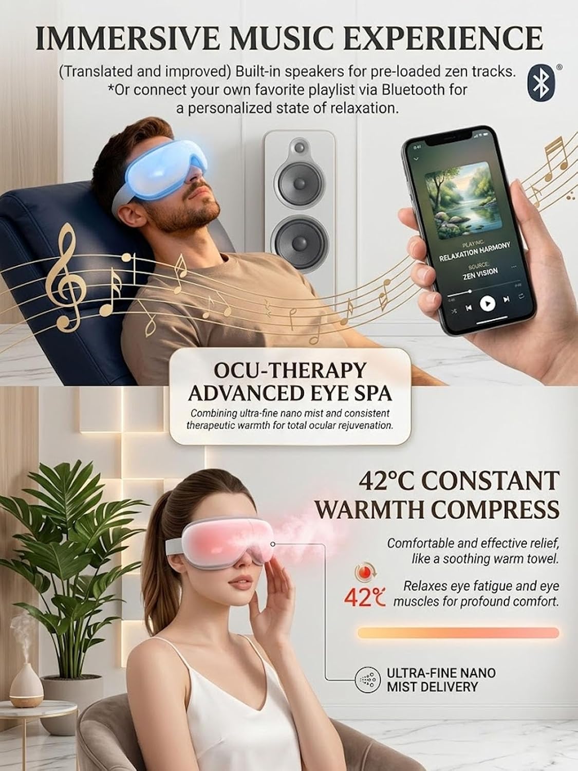 Steam Therapy for The Eyes, Beminda Eye Steam Therapy Pro, Sustained 42°C Steam Therapy, 10 Minutes A Day, Hands-Free, Nano Mist Warm Compress for Eye (Steam Therapy Pro)