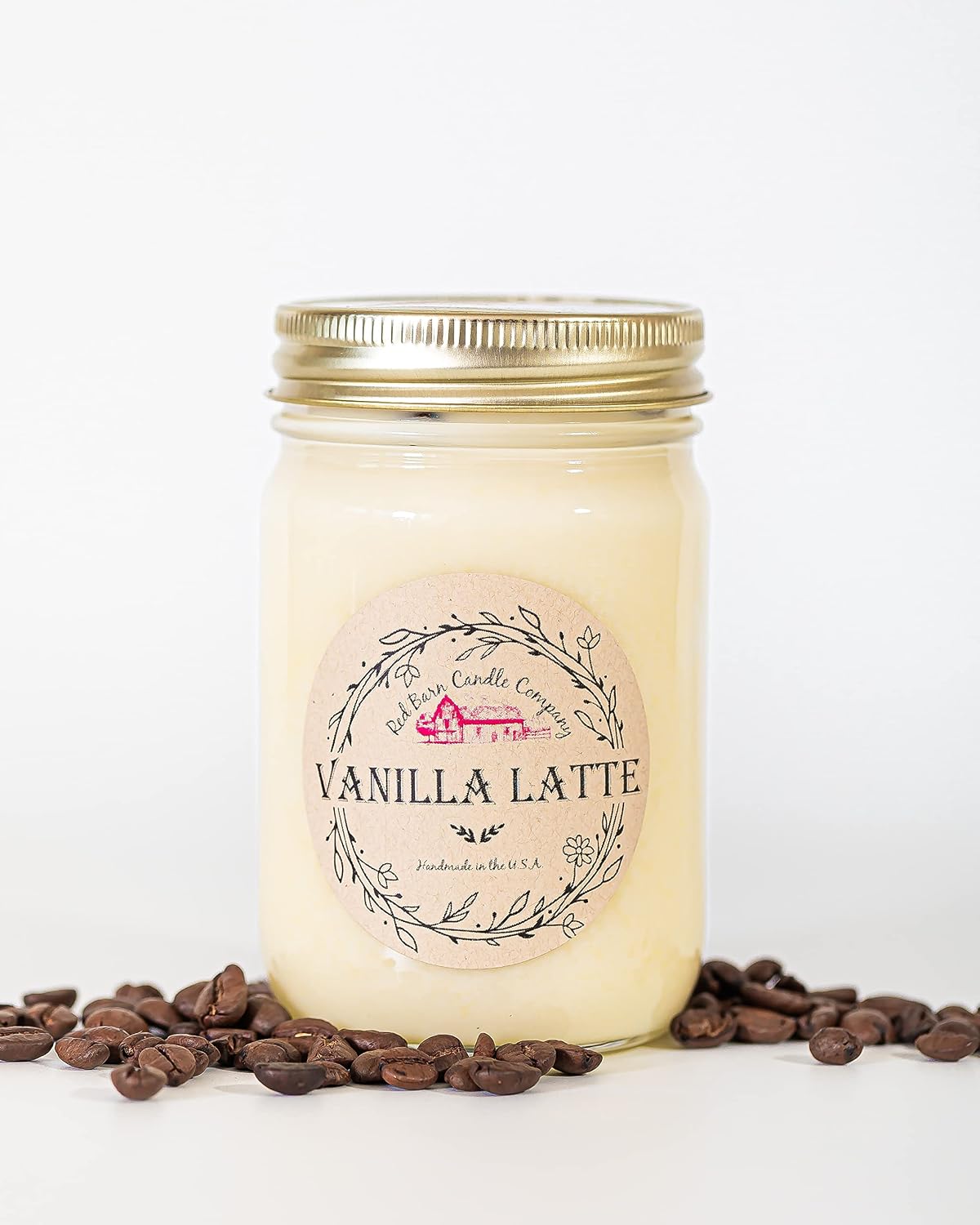 Vanilla Latte Aromatherapy Candle 12 oz | 100% All-Natural Soy Wax & Essential Oil Infused | 40+ Hour Burn Time | Pet Safe + Smoke Odor Eliminating | Handmade in U.S.A. | Non-Toxic Candles