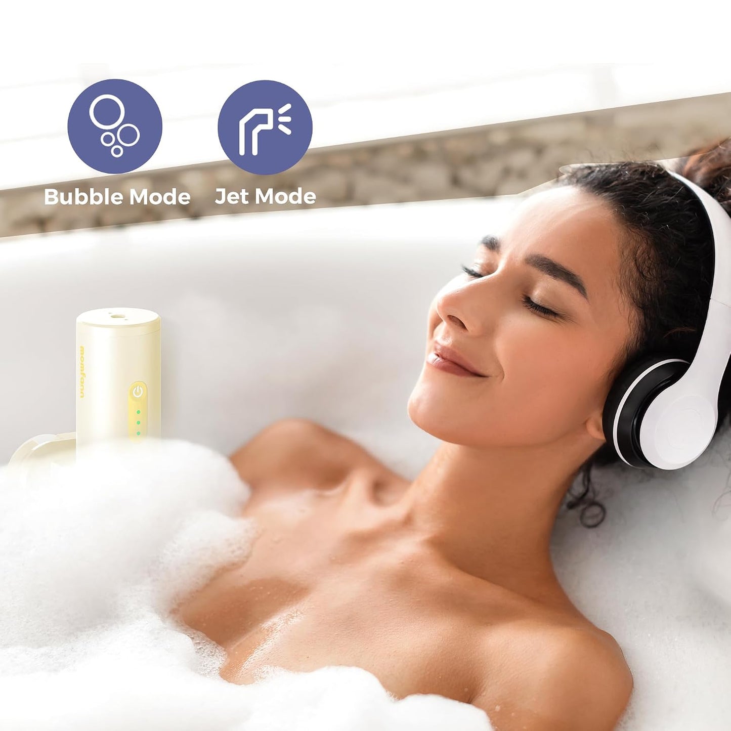 MOMFANN Bath Jet Spa, Cordless Portable Bathtub Accessories with 3-Level Adjustable Speed, Bubble Maker/Bath Jet Mode, Bathtub Jets for Home Spa, Relaxing (Yellow)