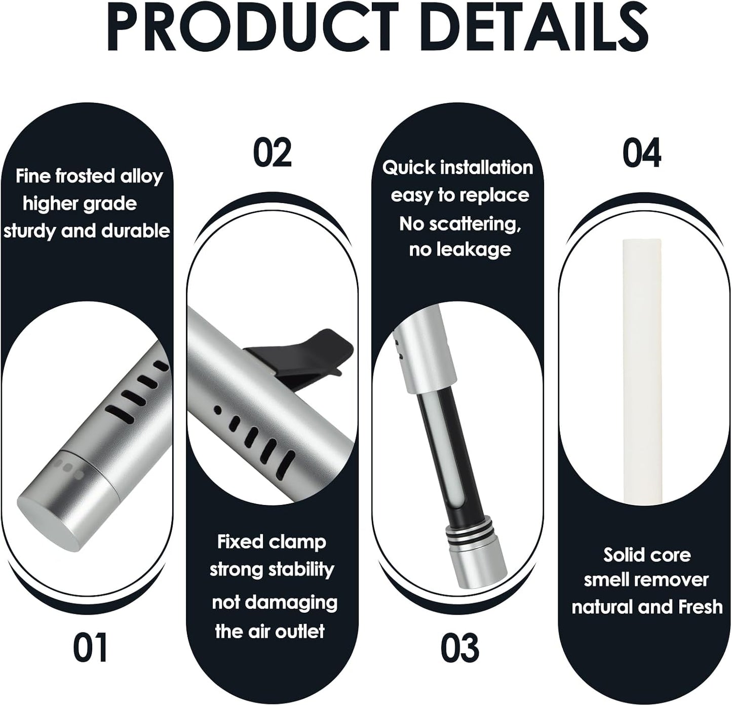 2 Pcs Car Air Essential Oil Diffuser Vent Clip with 12 Pcs Odorless Refill Sticks, Premium Aluminum Air Freshener Diffuser Suitable for Cars, Office, Kitchen (Red, 2 Pcs) (Silver-2 Pcs)