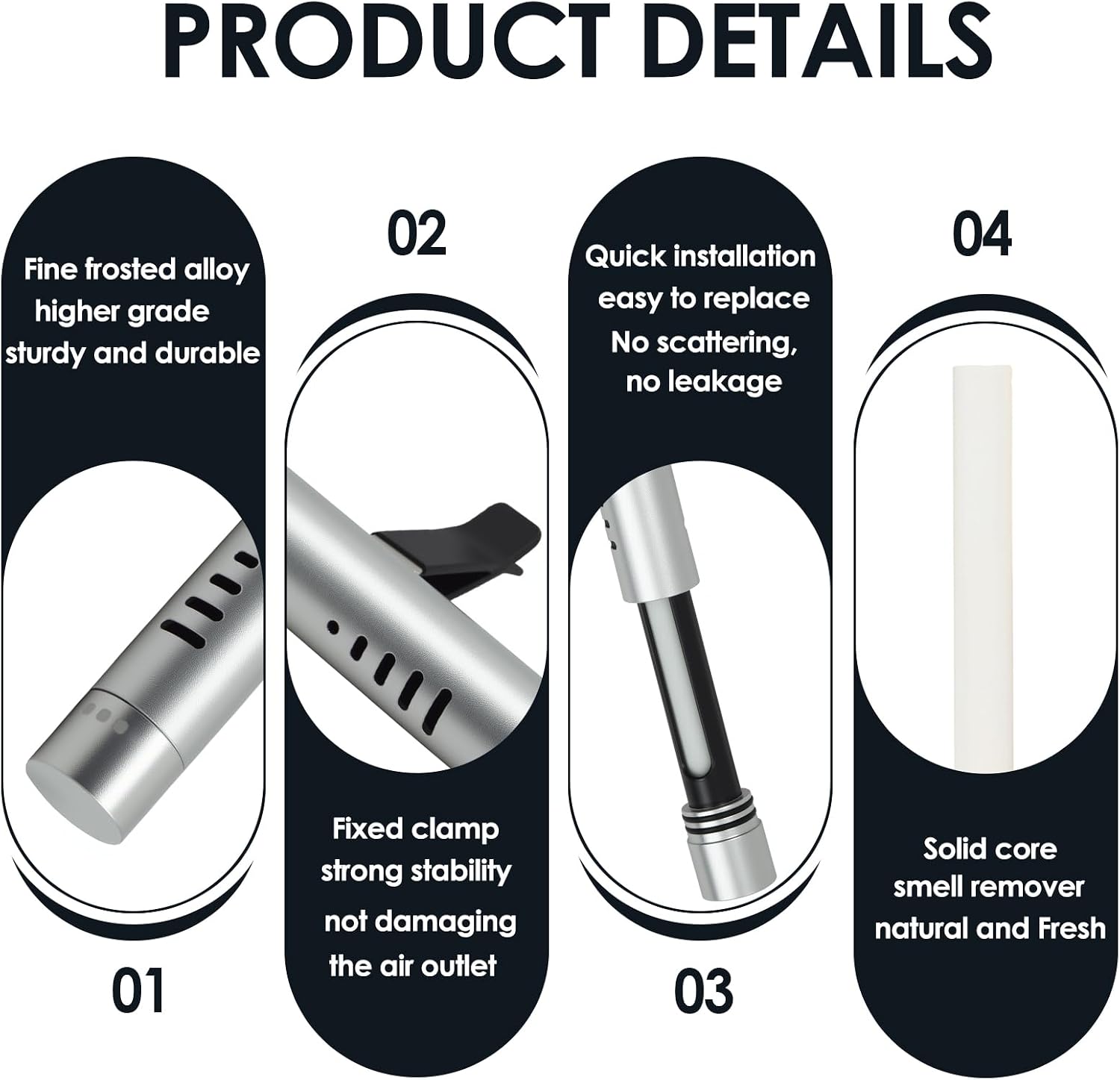 2 Pcs Car Air Essential Oil Diffuser Vent Clip with 12 Pcs Odorless Refill Sticks, Premium Aluminum Air Freshener Diffuser Suitable for Cars, Office, Kitchen (Red, 2 Pcs) (Silver-2 Pcs)