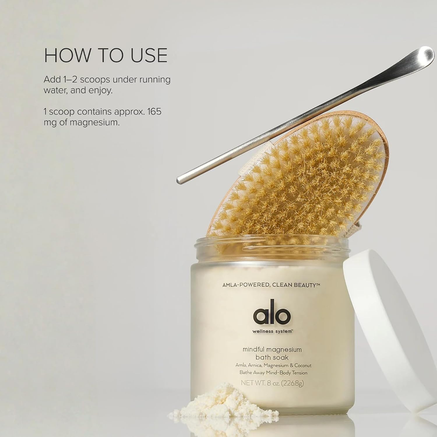 ALO Mindful Magnesium Bath Soak | Magnesium, Arnica & Coconut Oil | Stress Relief, Muscle Recovery & Skin Nourishment | Coconut Citrus Aromatherapy | Vegan, Gluten, Cruelty-Free | 8 oz