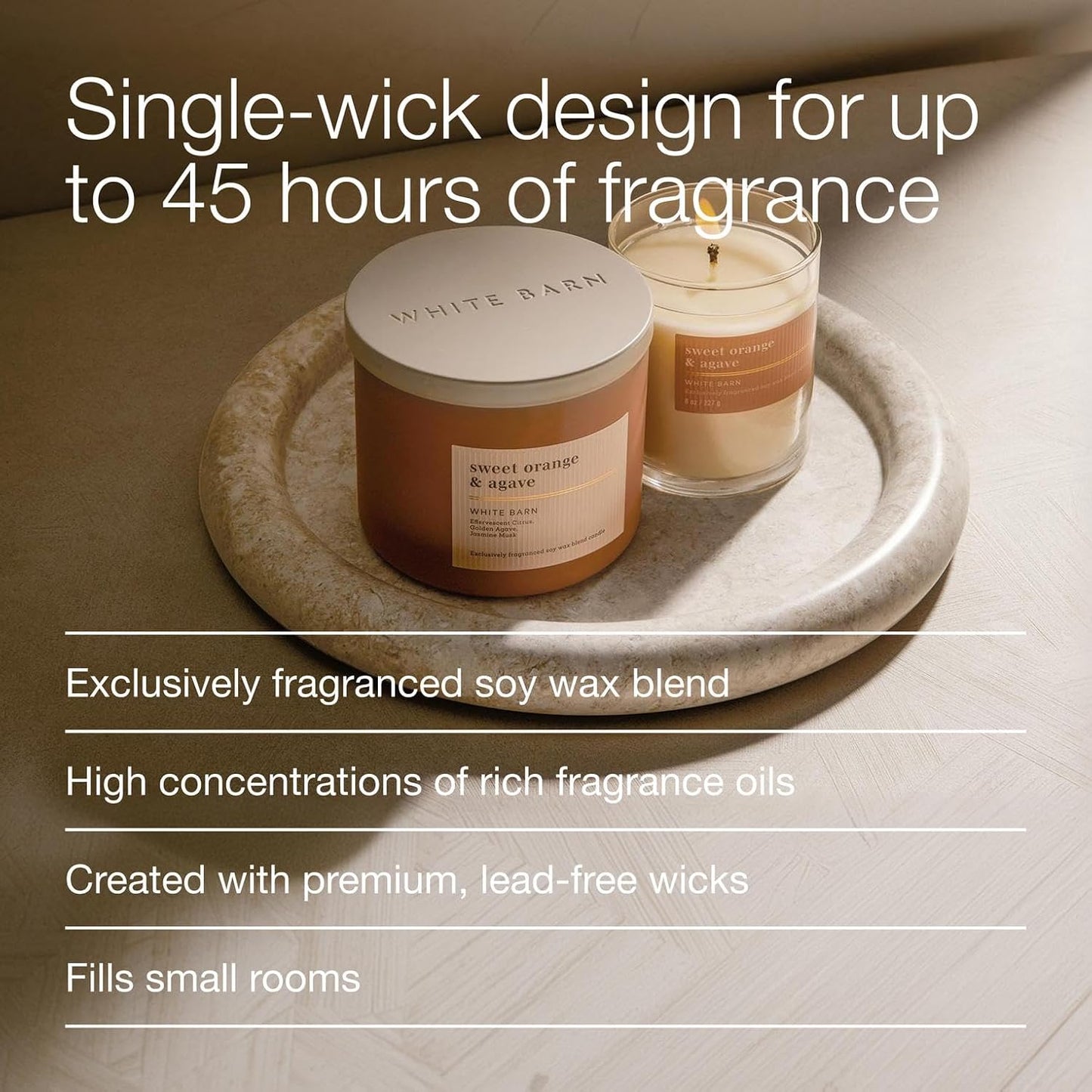 Bath & Body Works Single Wick Candle, Sweet Orange & Agave Candle, Long-Lasting Burn Up to 45 Hours, Exclusively Fragranced Soy Wax Blend, 8 oz - 1 Pack