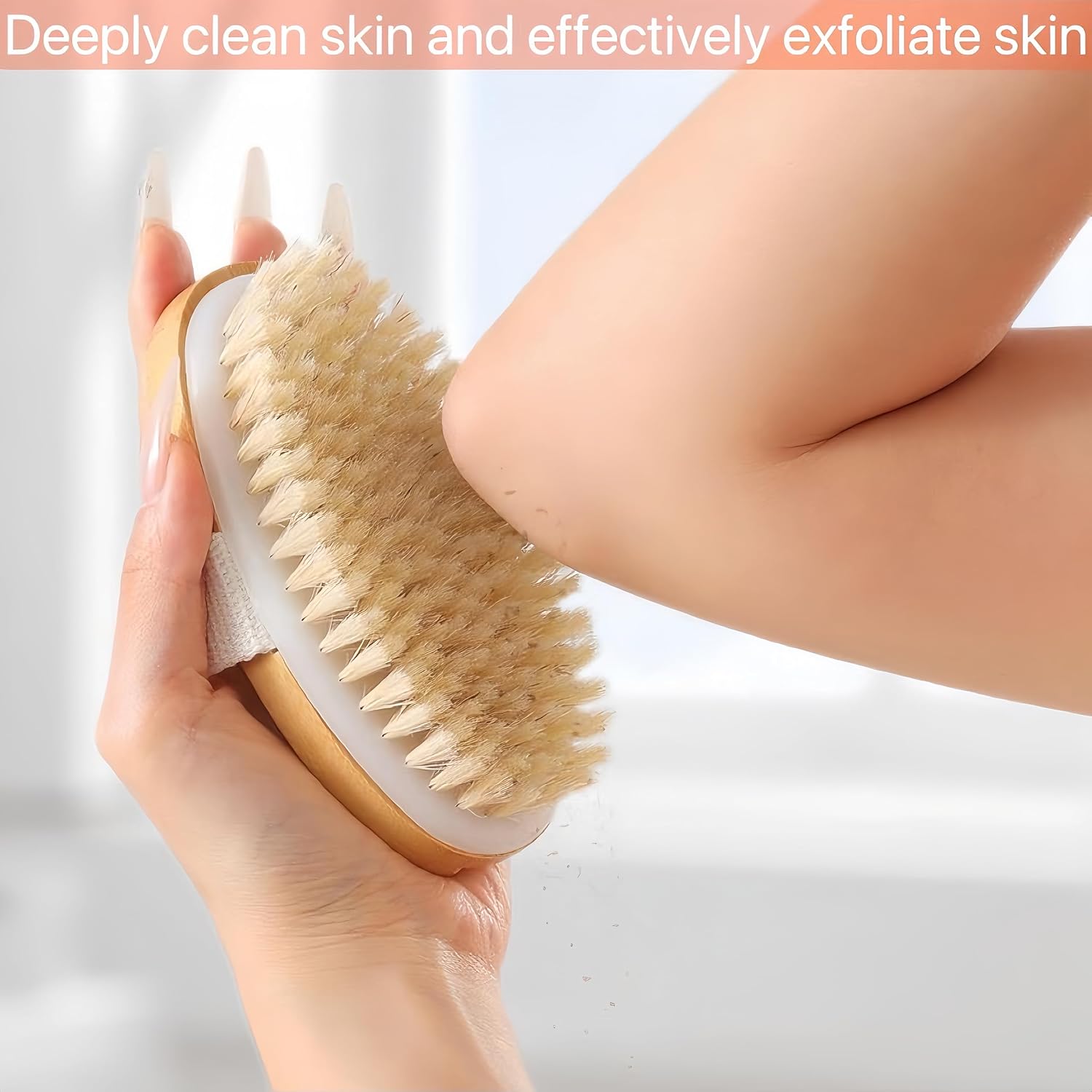 Dry Brush,Natural Bristle Exfoliating Scrubber,Dry Brushing Body Brush for Lymphatic Drainage,Cellulite Decrease,Dry Skin,Blood Circulation Boost and Pore Cleansing