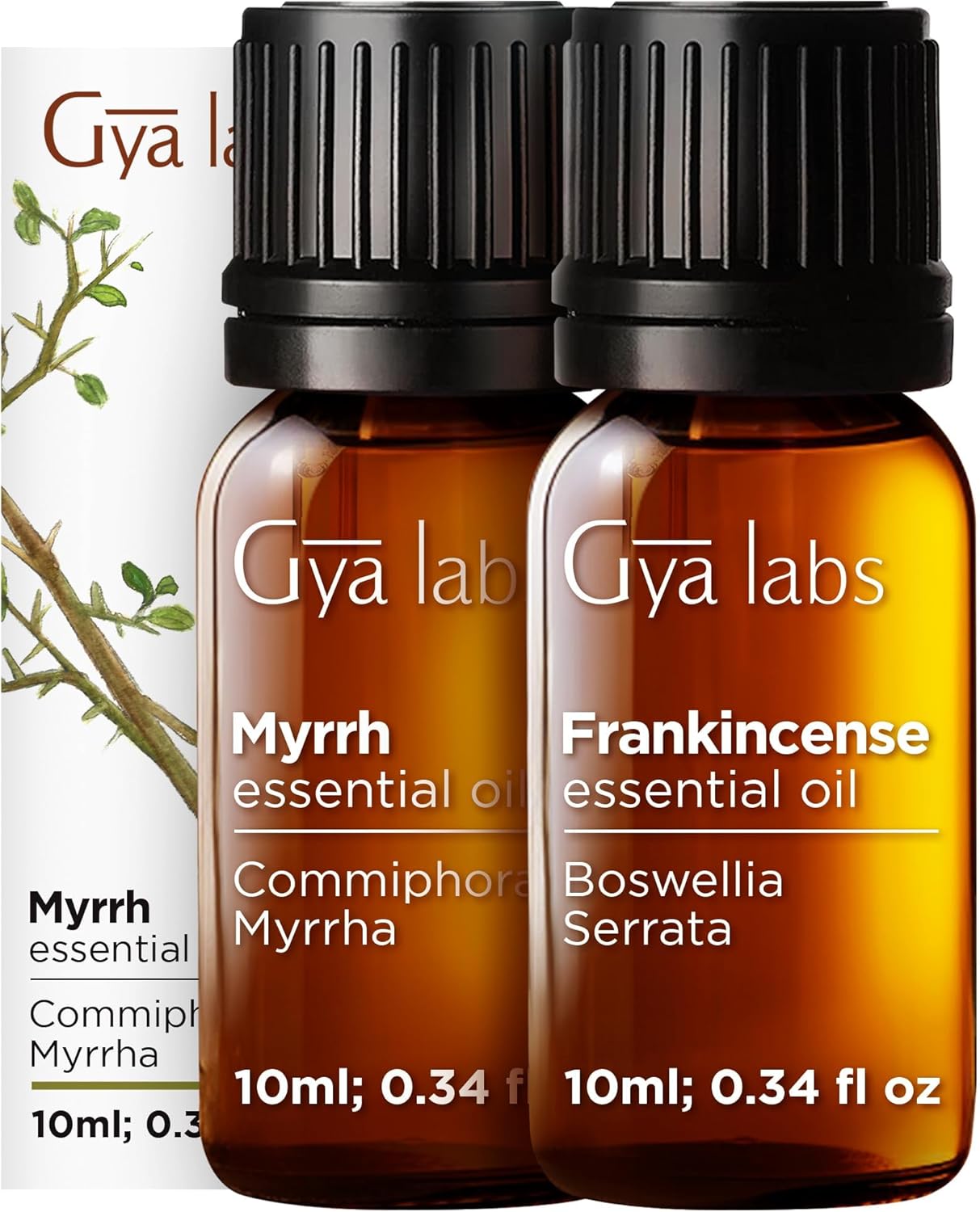 Gya Labs Frankincense and Myrrh Oils for Diffuser (0.34 fl oz x 2)