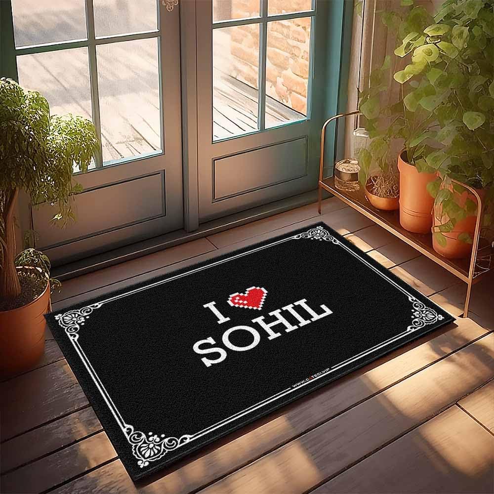 Funny Kitchen Decor Mat - Porch Outdoor Waterproof Soft Touch & Foot Warm Feel | Strawberry Premium Quality Bubble Bath Mat Tub Spa Massager I Love Sohil(65X90CM)