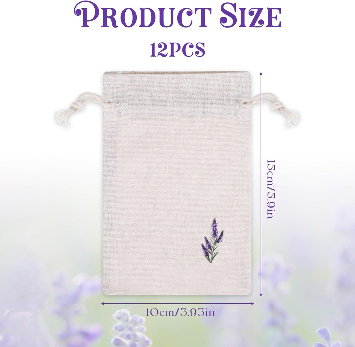 12 Pcs Cotton Lavender Drawstring Bags 4 x 6 Inch Reusable Muslin Drawstring Pouch Small Sachet Empty Bags Embroidered Cloth Bag Mini Fabric Bag for Filling Spice Jewelry Gift