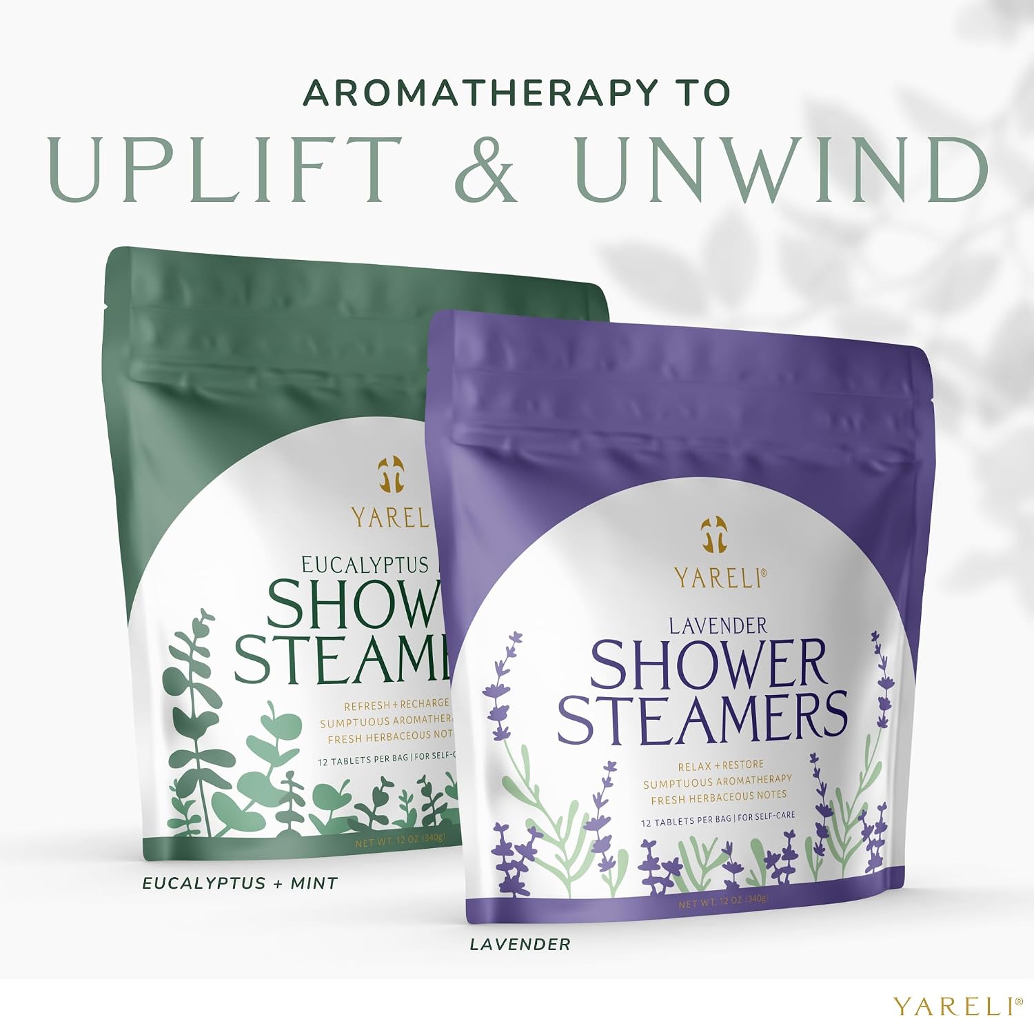 Yareli Eucalyptus Mint Shower Steamers Aromatherapy – Potent Essential Oils, Slow-Dissolve Tablets for Daily Shower Self-Care – Dye-Free, Made in USA – 12 Pack