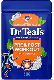 Dr Teal's Epsom Salt Magnesium Soak, Pre & Post Workout with Menthol & Essential Oils, 3 lbs