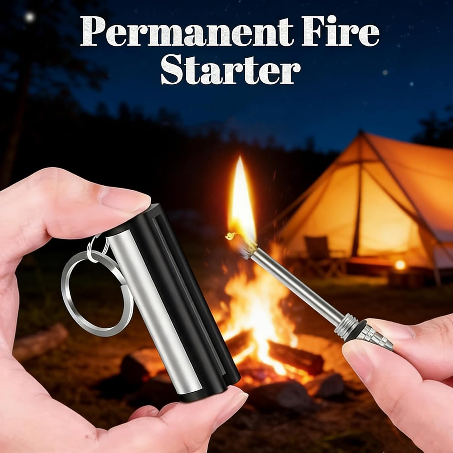 Permanent Match Lighter, Waterproof Matches, Strike Anywhere Matches, Emergency Fire Starter Striker Set, with Metal Keychain, 3 Pack