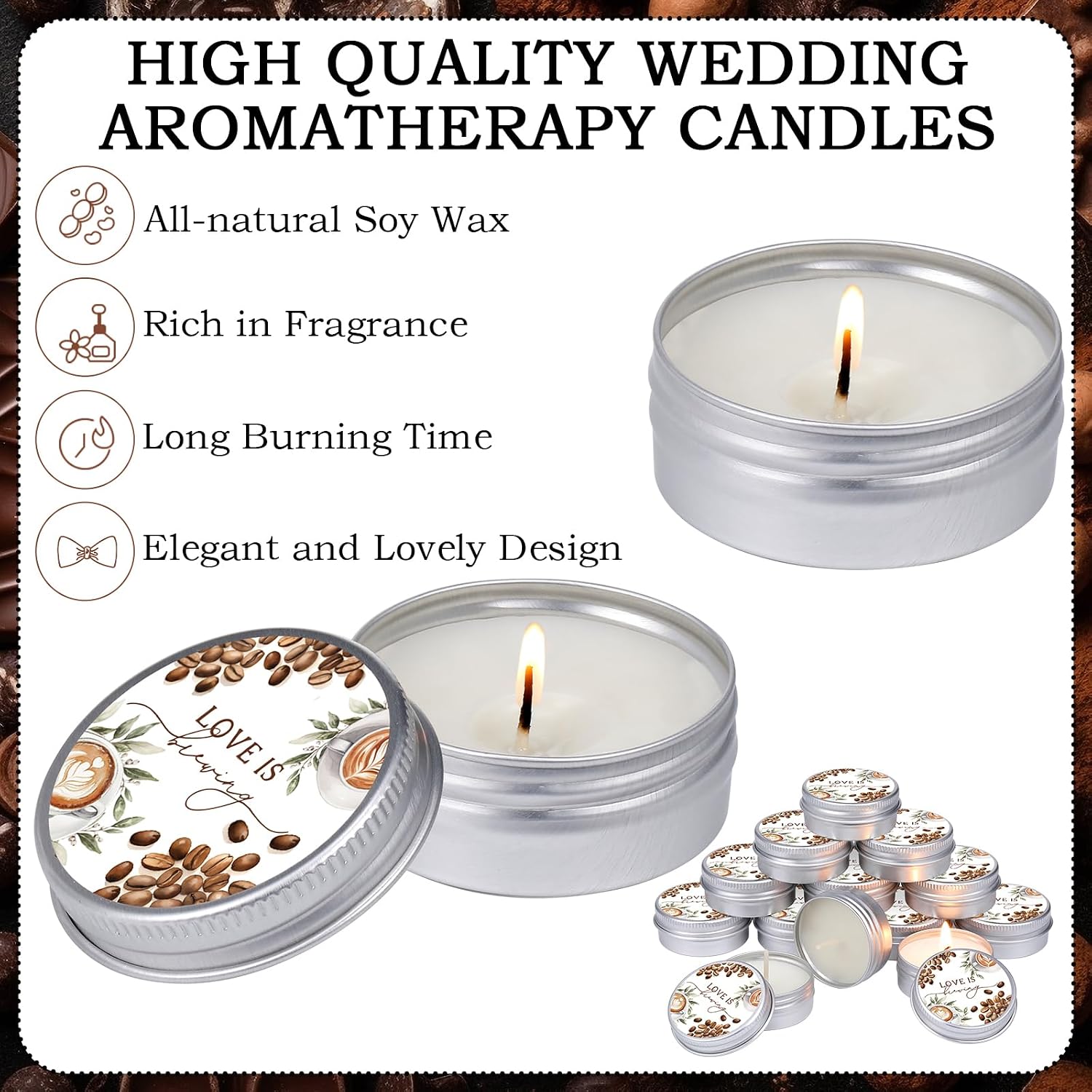 MTLEE 50 Pcs Love is Brewing Bridal Shower Candles Gift Favors for Guests 1 oz Lavender Scented Soy Wax Aromatherapy Coffee Candle Favors for Wedding Party Guests