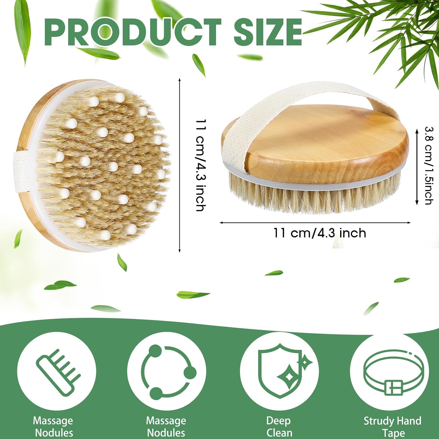 Gejoy 20 Pcs Dry Brushing Body Brush for Lymphatic Drainage Exfoliating Brush with Massage Nodule Dry Skin Body Scrubber Cellulite Shower Circulation Dead Exfoliator (4.3 x 4.3 Inches,Wood Color)