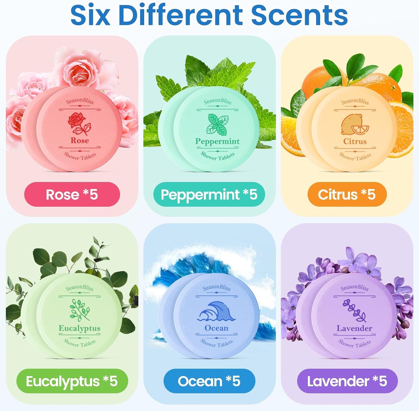 Shower Steamers 30 PCS with Individually Wrapped, Shower Bombs for Women with 6 Rich Scents, Rose Peppermint Citrus Eucalyptus Ocean Lavender, Mother's Day Valentines Birthday Present for Mom Wife Men