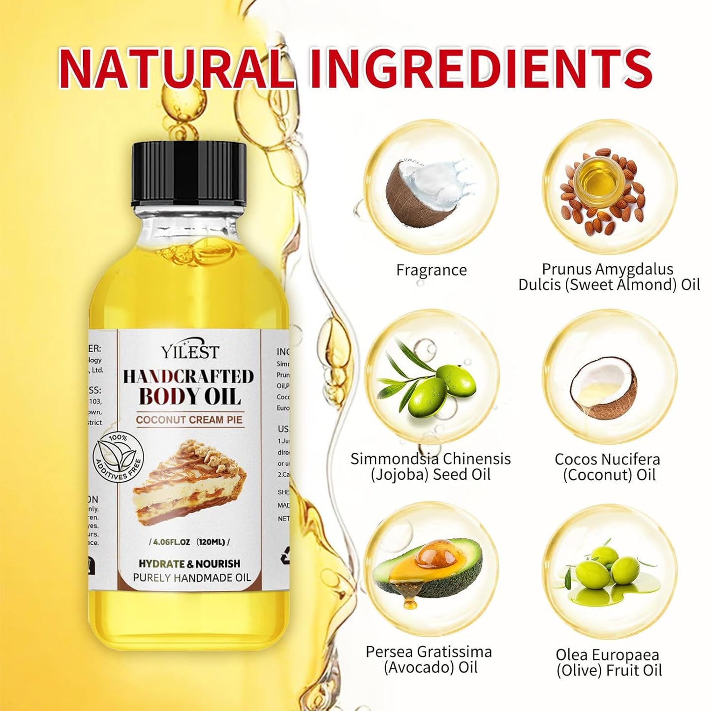 Organic Coconut Oil Body Oil for Dry Skin - Sweet Almond & Coconut Oils Blend, Moisturizing, Nourishing & Aromatic Skin Care Treatment for Women & Men, 4.06 Fl Oz, Hydrating & Non-Greasy
