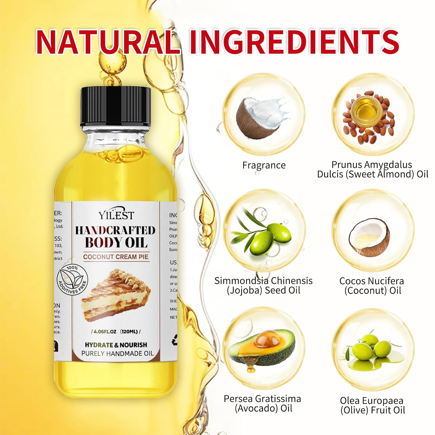 Organic Coconut Oil Body Oil for Dry Skin - Sweet Almond & Coconut Oils Blend, Moisturizing, Nourishing & Aromatic Skin Care Treatment for Women & Men, 4.06 Fl Oz, Hydrating & Non-Greasy