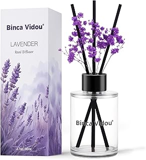 Reed Diffuser, Binca Vidou Lavender Reed Oil Diffusers Set for Office Decor Bedroom Living Room Aromatherapy for Gift Idea & Stress Relief 2.7oz(80ml)