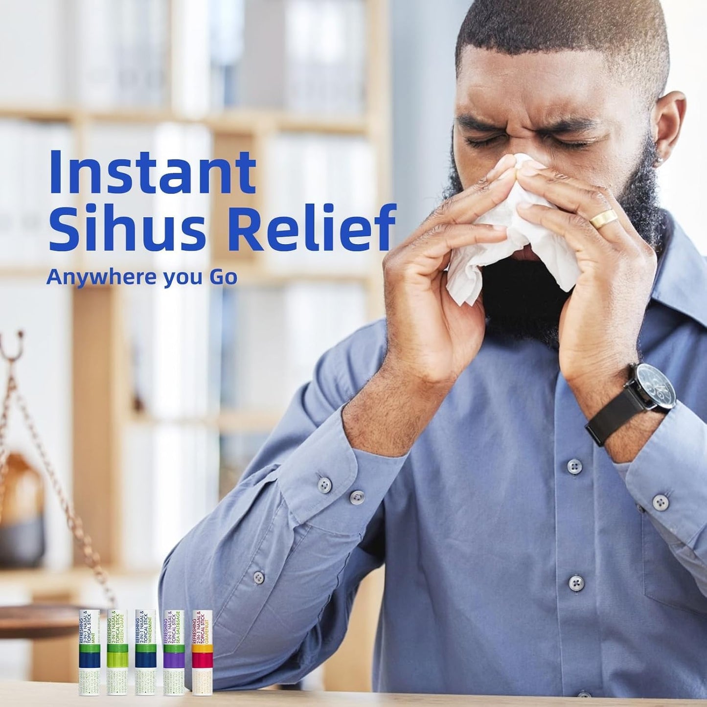 Herb Island 2-in-1 Nasal Stick Inhaler & Essential Oil Topical Rub, Refreshing Nose Inhaler Stick, VapoInhaler Wake Up Stick for Focus & Clear Breathing (3PC Mint)