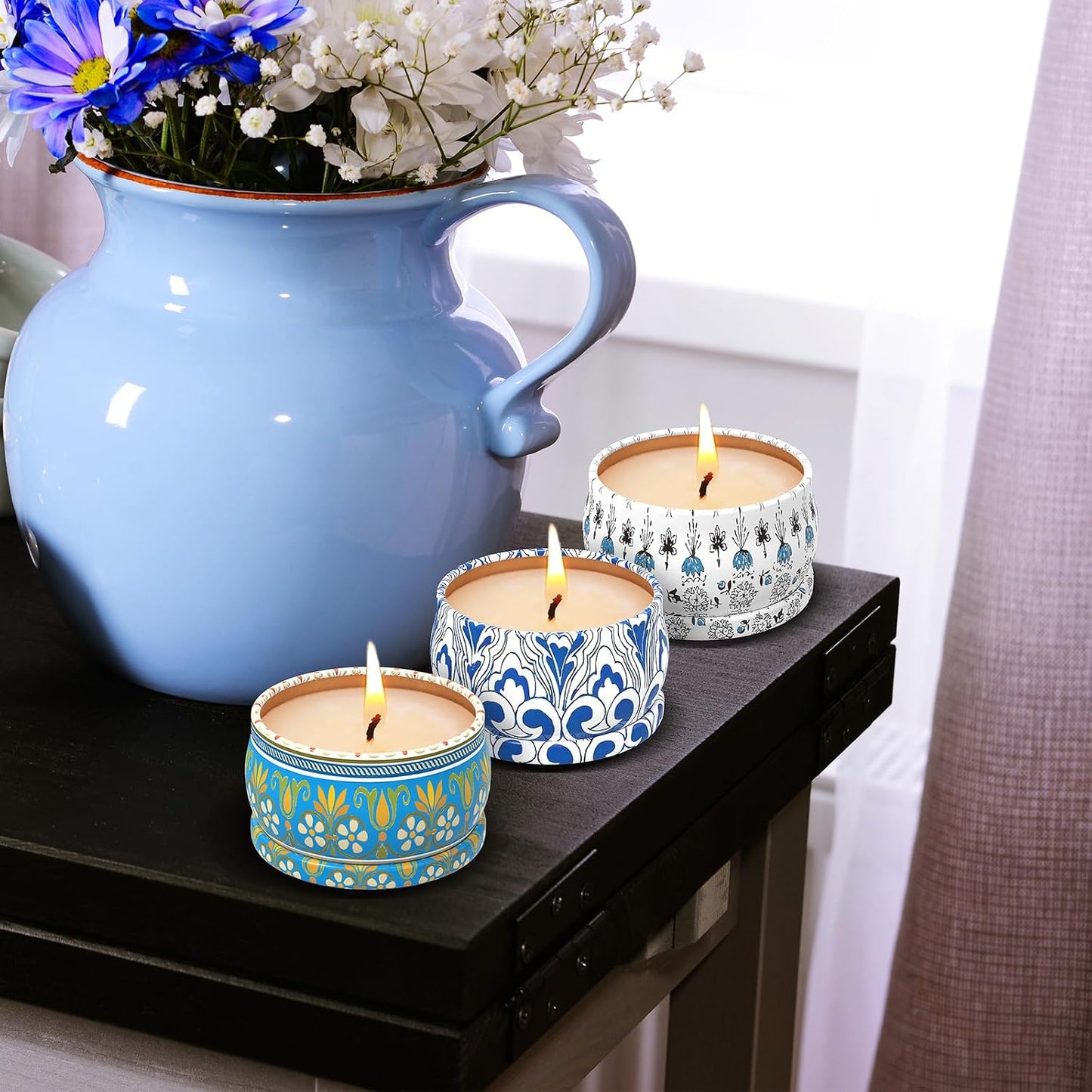 3 Pack Scented Candles Gift Set - Aromatherapy Candle for Home, Portable Hotel Small Candles, Natural Soy Wax Tin Jar for Yoga, Bath, 2.5 Oz Long Lasting Time Gift for Women
