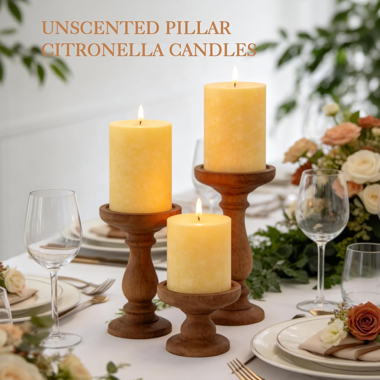 Citronella Candles Outdoor,3 Pack Lemongrass Scented Pillar Candles Indoor Outdoor,Long Lasting Citronella Pillar Candle for Home Garden Patio Yard Party Wedding(2x2in,2x3in,2x4in)