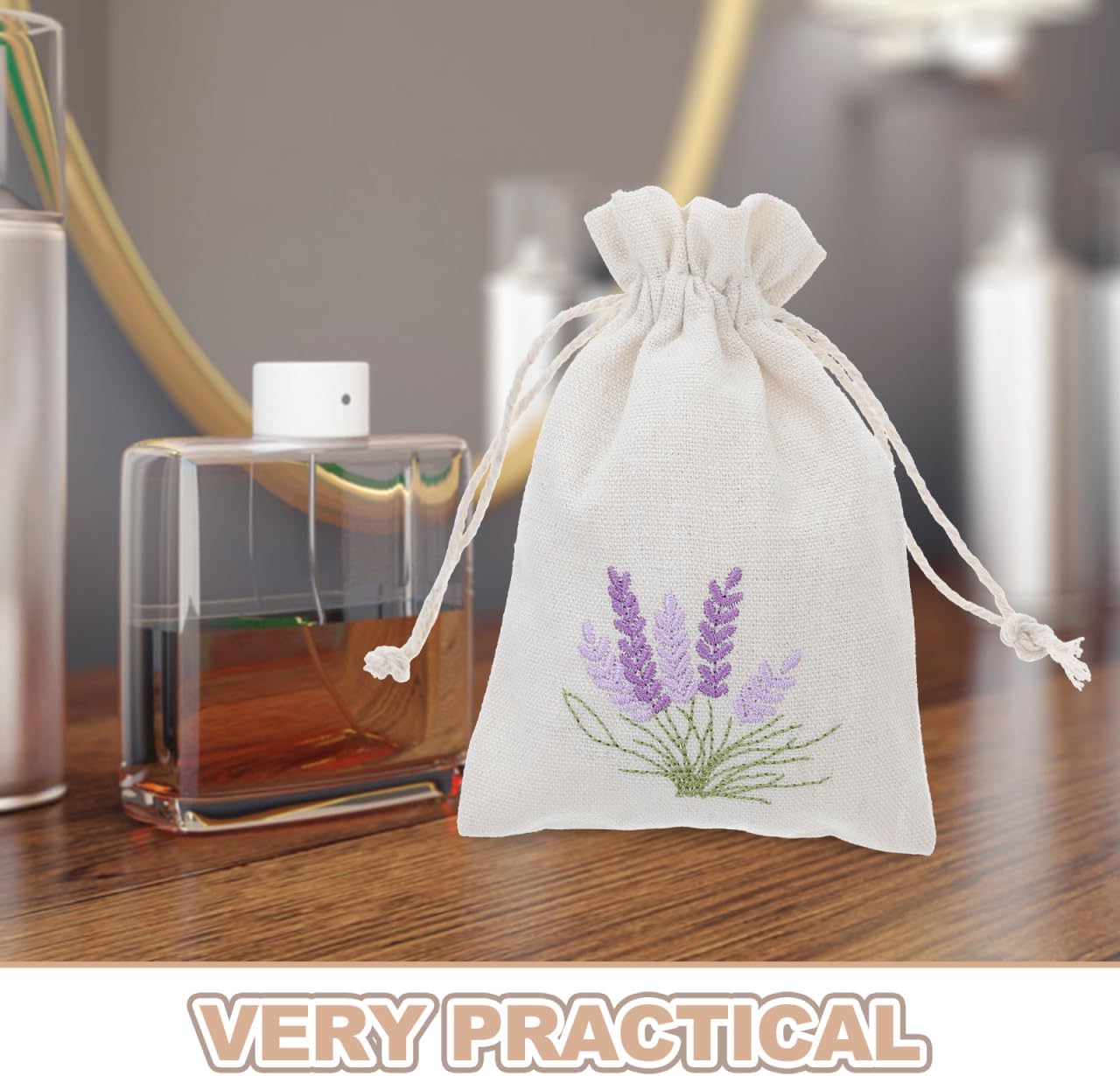 Amosfun Lavender Sachet Bags: 10pcs Cotton Drawstring Bags Empty Perfume Pouches Drawstring Sachets Small Jewelry Pouch Wedding Favor Bag for Lavender Buds