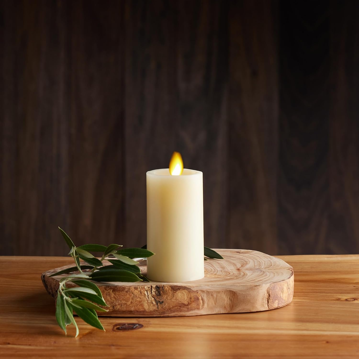 Luminara Classic Slim Flameless LED Candle, Ivory 2" x 4.5, Battery Operated Moving Flame Pillar w/Timer, Safe Realistic Wax Candle, Home Decor