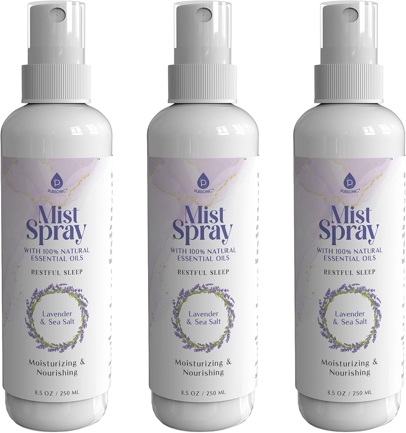 Lavender & Sea Salt Mist Body Spray – Multi-Use Aromatherapy with Essential Oils for Skin, Pillow Spray for Sleeping, Linen & Room Freshener, Hydrating Body Mist, 8.5 oz (Pack of 3)