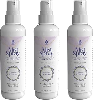 Lavender & Sea Salt Mist Body Spray – Multi-Use Aromatherapy with Essential Oils for Skin, Pillow Spray for Sleeping, Linen & Room Freshener, Hydrating Body Mist, 8.5 oz (Pack of 3)
