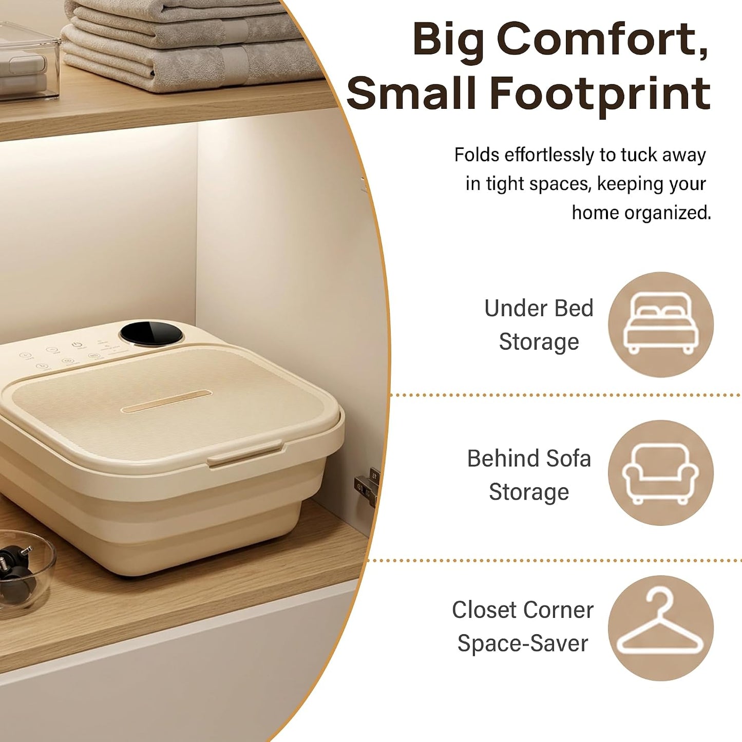 Collapsible Foot Spa Bath Massager with Heat&Bubbles,Remote Control Foot Bath with Detachable Rollers,Precise Temp Control,Hidden Handle,Foldable Foot Soaking Tub for Home Pedicure&Stress Relief