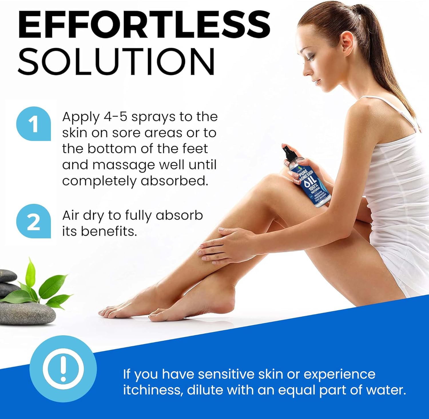 Pure Magnesium Oil Spray 4oz - Topical Magnesium Spray for Sleep & Feet - Extra Strength - USP Grade - 100% Natural and Organic Oil for Muscle Pain & Cramps - Less Sting - Less Itch - Made in USA