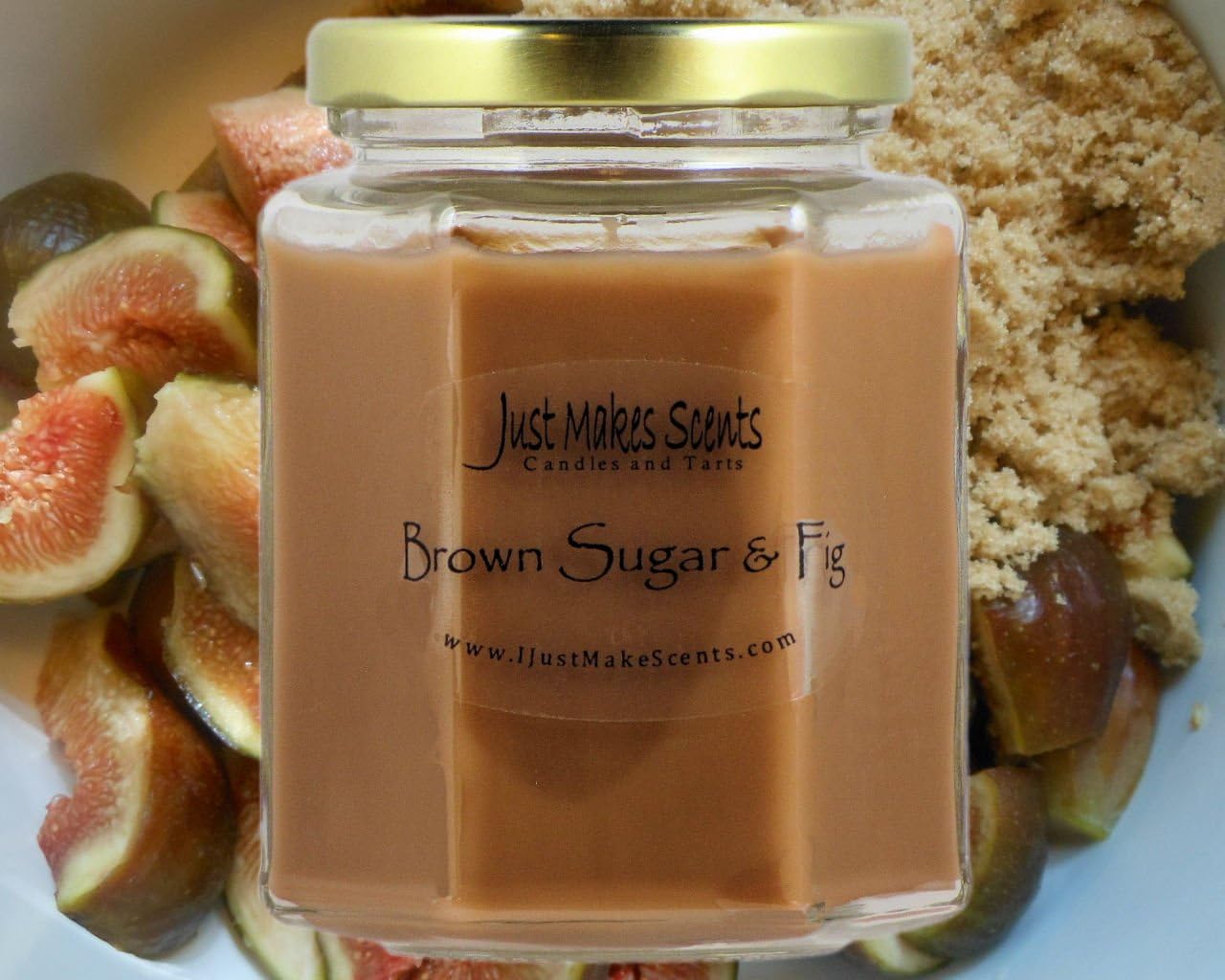 Brown Sugar & Fig Scented Blended Soy Candle by Just Makes Scents