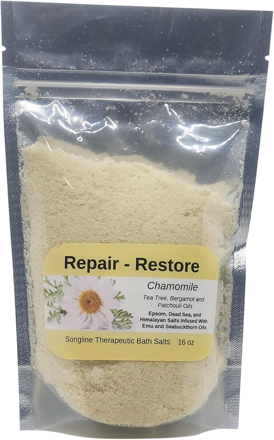 Songline Repair - Restore - Emu Oil Dead Sea Bath Salts for Skin Care with Chamomile, Oatmeal, Bergamot and Patchouli Oils - 16 oz