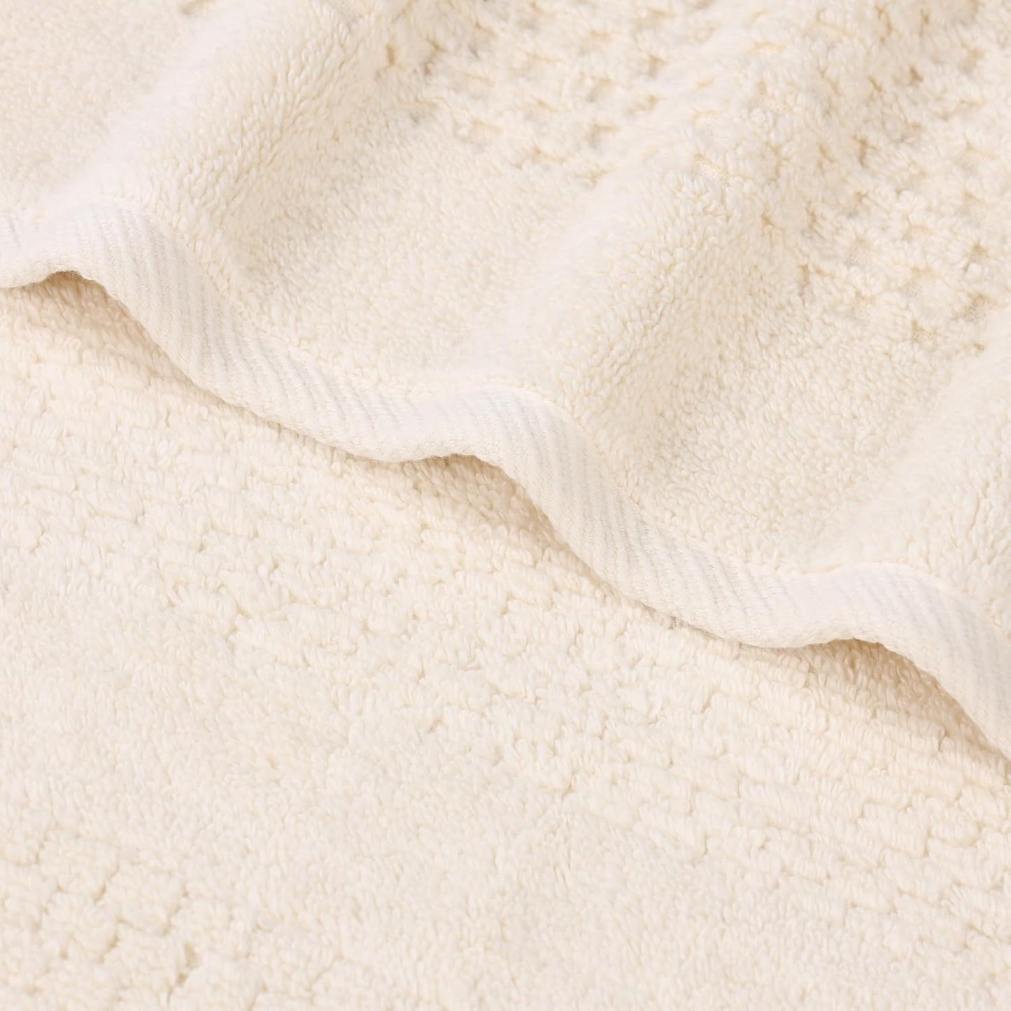 Superior Playa Zero Twist Cotton Medium Weight Towels, for Guest Bath, Bathroom, Shower, Spa, Plush, Quick Dry, Ultra-Soft Towels, Bath Essentials, Waffle Textured, 6 Piece Assorted Towel Set, Ivory