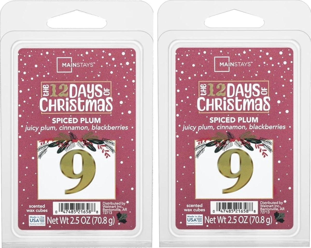 Mainstays 12 Days of Christmas Scented Wax Cubes 2.5oz 2-Pack (Day 9 Spiced Plum)