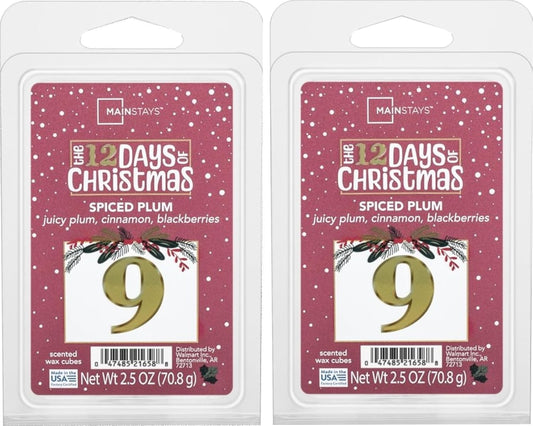 Mainstays 12 Days of Christmas Scented Wax Cubes 2.5oz 2-Pack (Day 9 Spiced Plum)