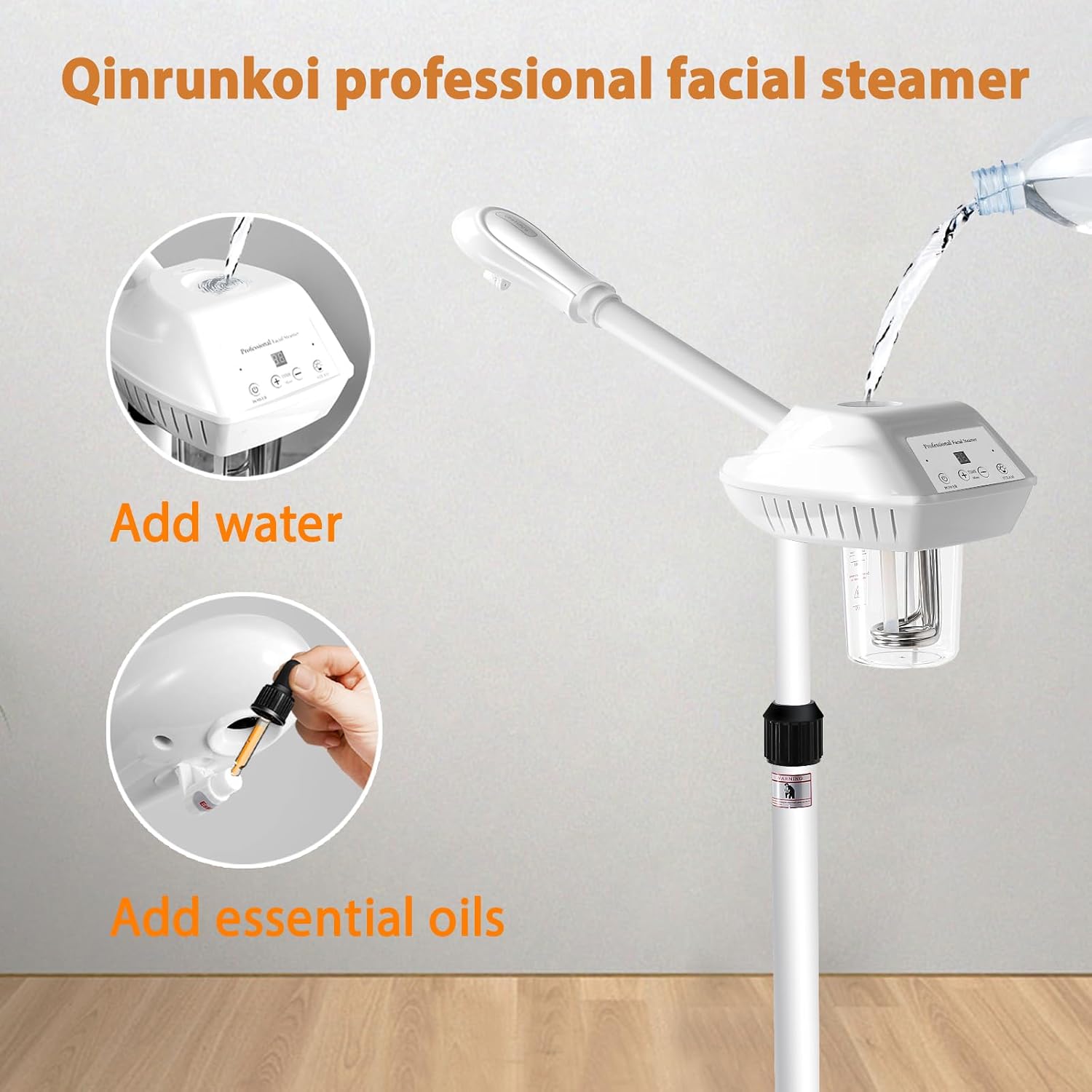 Professional Facial Steamer for Deep Cleansing and Hydration, Ozone Spa Face Steamer on Wheels, Adjustable Height and Angle,Estheticians Steamer More Steam,Suitable for Beauty, Spa and Home Use